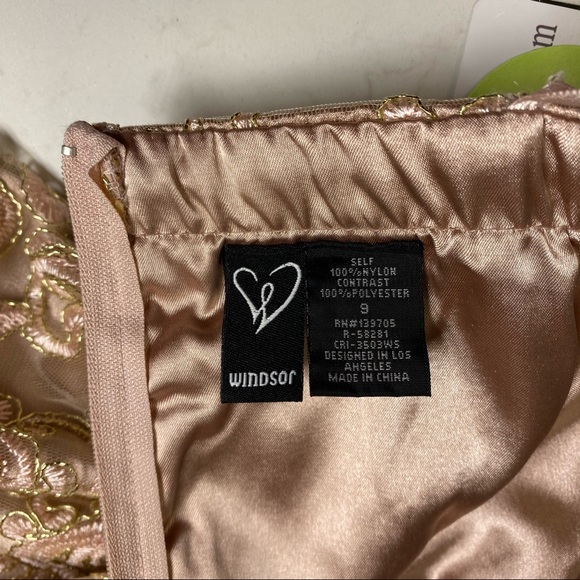 Windsor Formal Rose Gold Lace Overlay Embroidered Strapless Gown Sweetheart - Picture 6 of 16